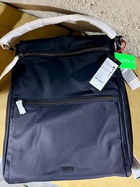 TUMI Leigh Backpack Tote Black Nylon with Front Zip Pocket. NWT